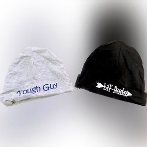 Infant graphic beanies, gray & black